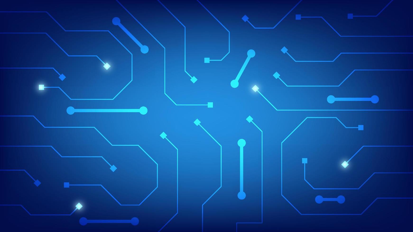 Hi tech digital circuit board. AI pad and electrical lines connected on blue lighting background. futuristic technology concept vector