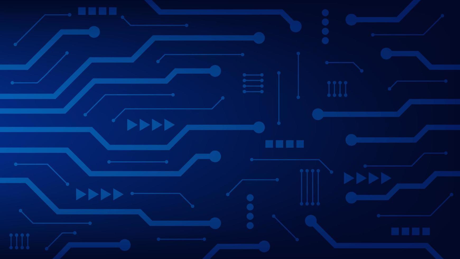 Hi tech digital circuit board. AI pad and electrical lines connected on blue lighting background. futuristic technology concept vector