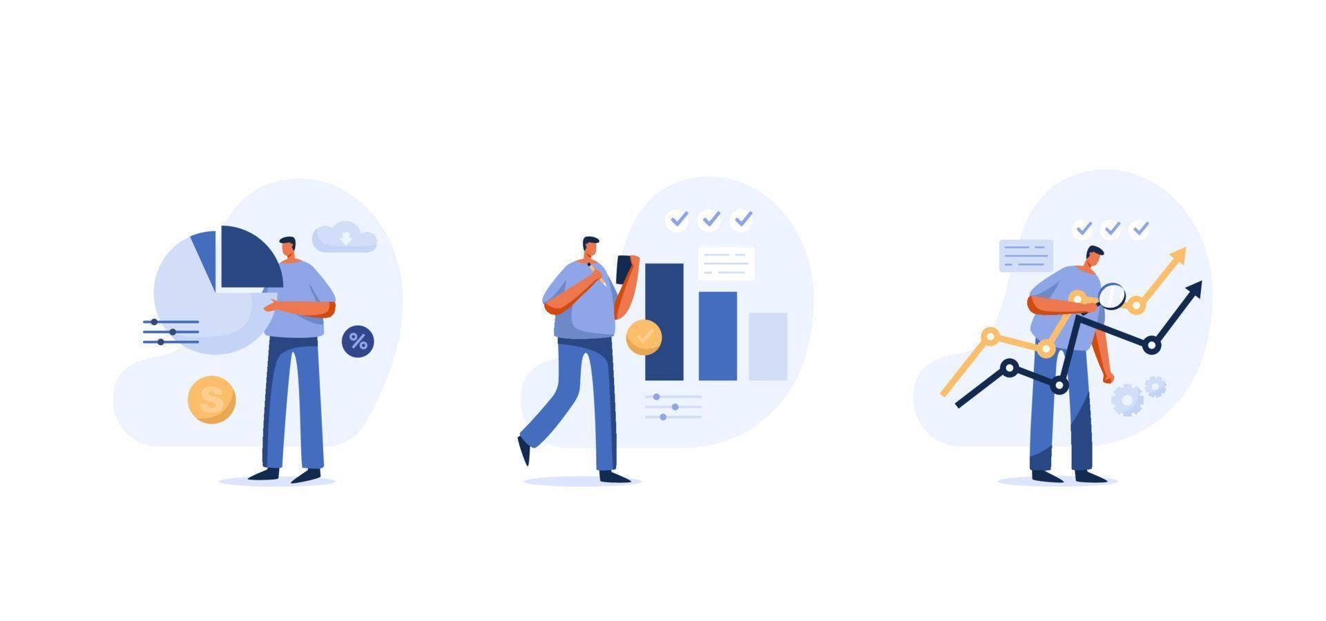 Data research and information graph analysis for business. Vector ...