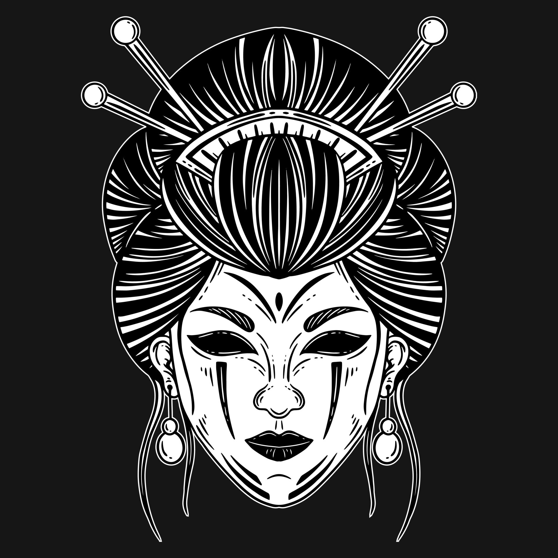 Premium Vector  Dark art japanese devil geisha girl tattoo hand