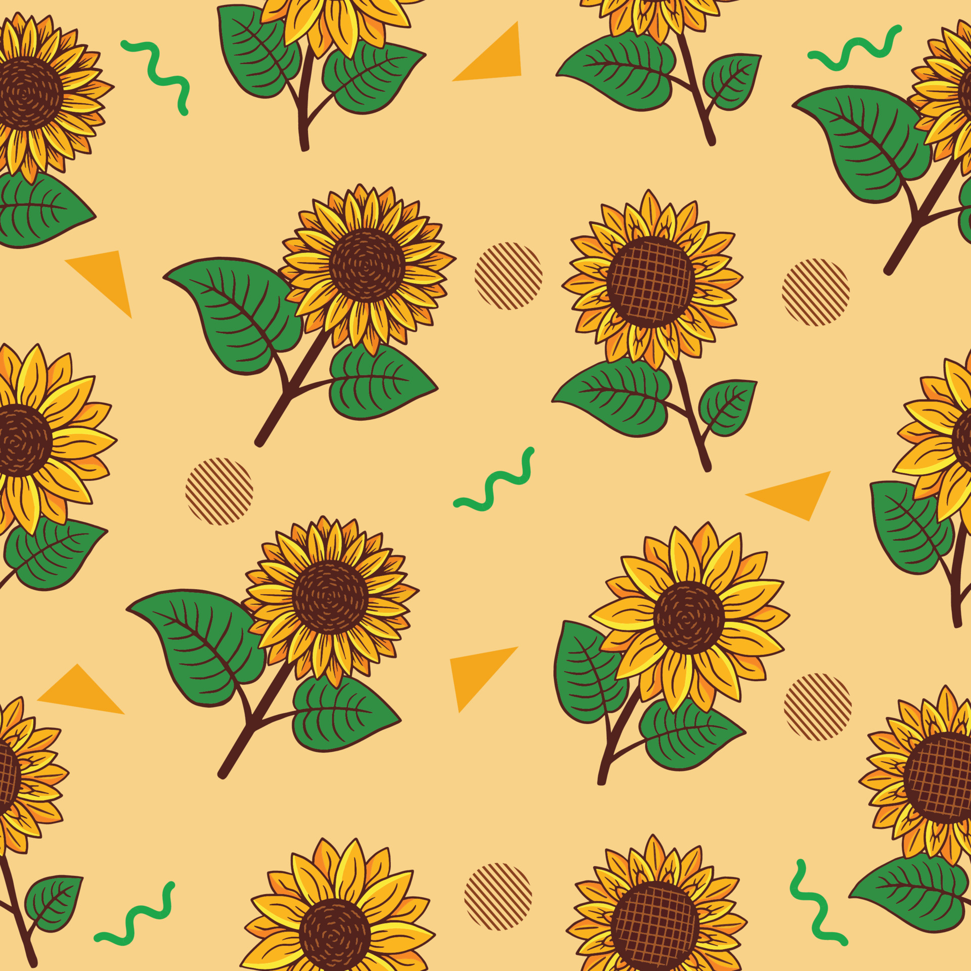 Set Collection Yellow Sunflower Summer Green Floral Nature Plant ...