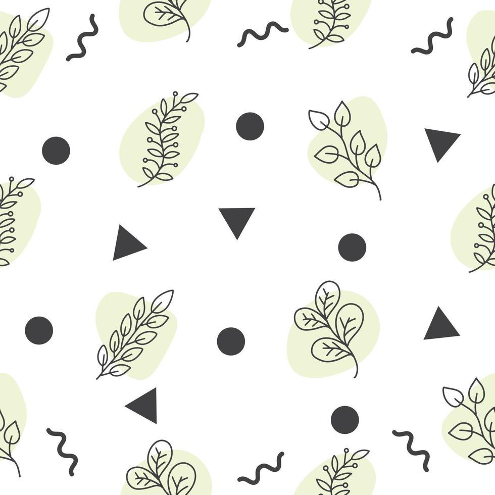 Green leaf leaves design element set Outline Random Gray Object Style illustration. vector