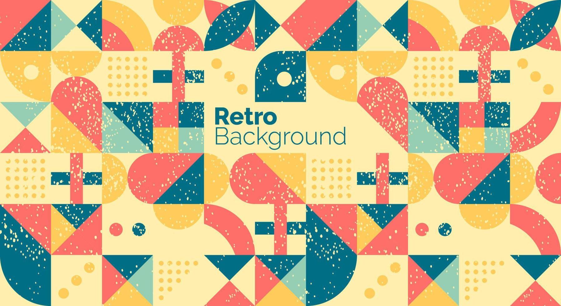 ilustración vectorial Gráfico funky retro de los años 70. textura grunge. conjunto de paisaje minimalista. fondo geométrico. vector