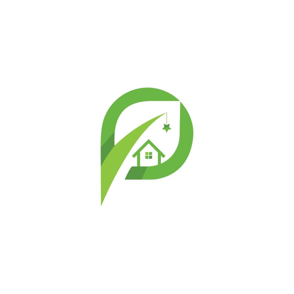 logo of a house, home with a leaf vector