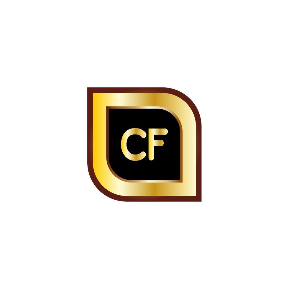 diseño de logotipo de círculo de letras cf con color dorado vector