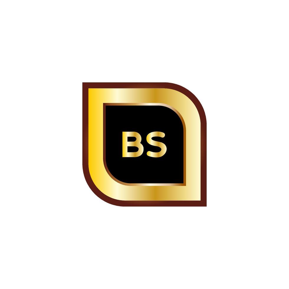 BS letter circle logo design with gold color vector