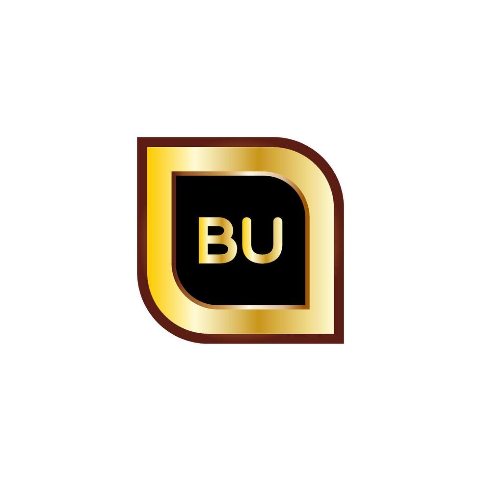 BU letter circle logo design with gold color vector