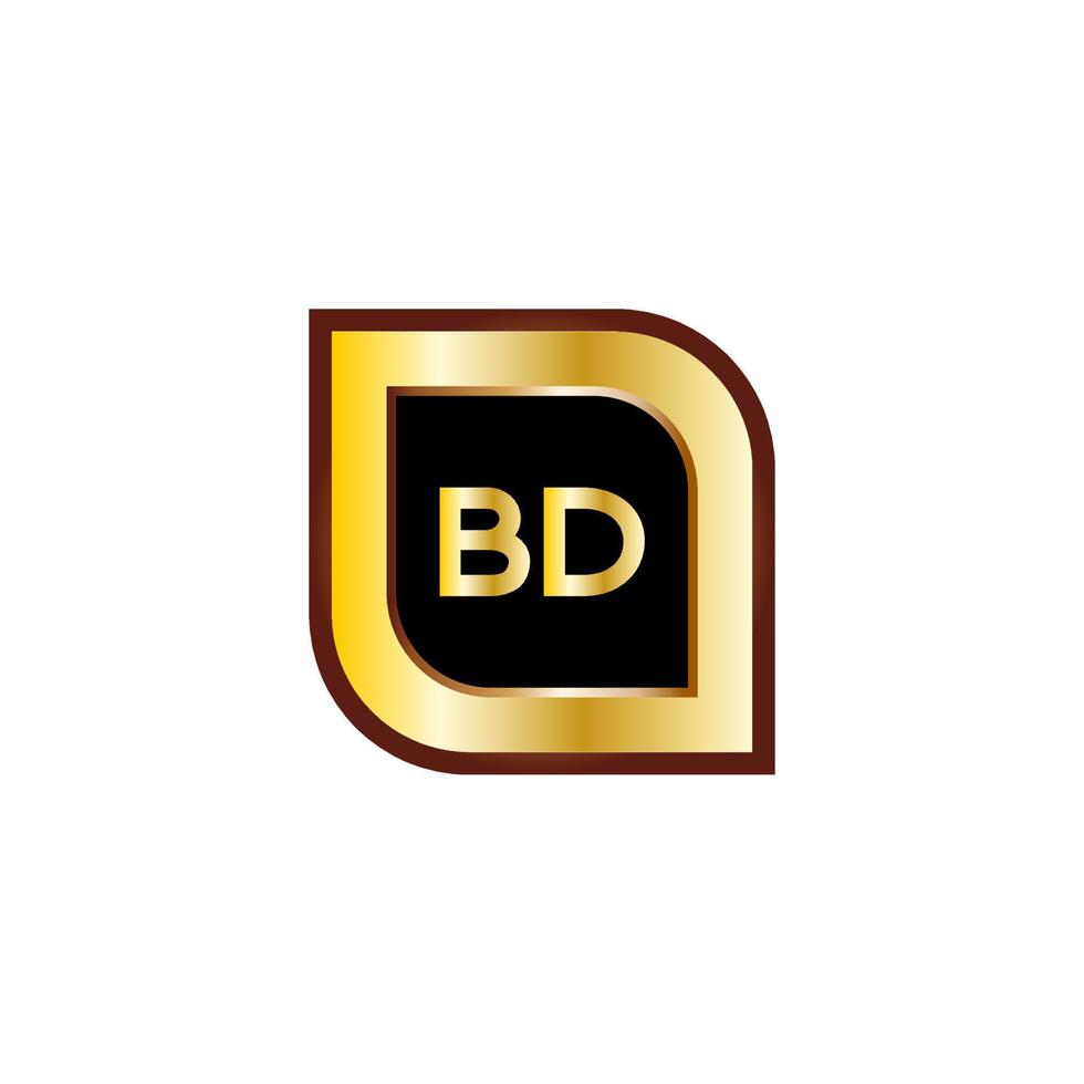 diseño de logotipo de círculo de letra bd con color dorado vector