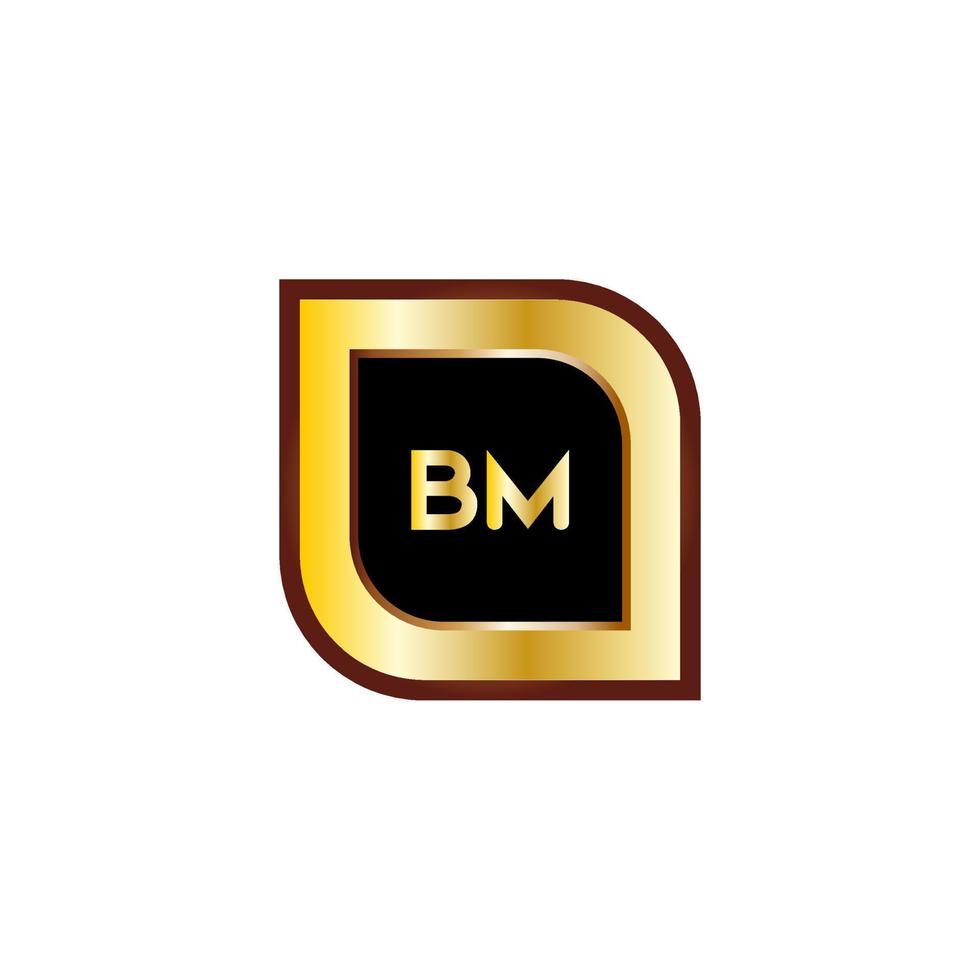 diseño de logotipo de círculo de letra bm con color dorado vector