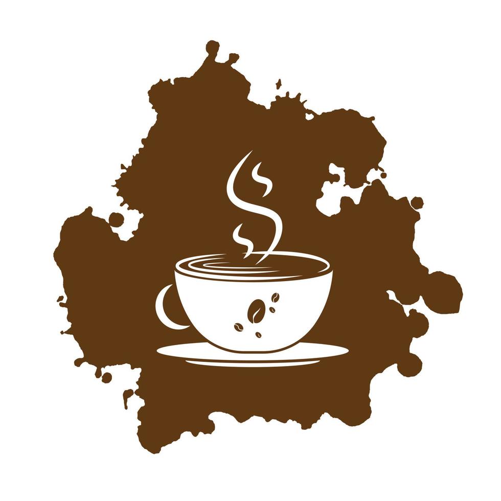 puntos de café vectoriales con imágenes prediseñadas de taza. Hora de cafe. ilustración para el menú del café. mancha sucia con símbolo de taza en el marco vector