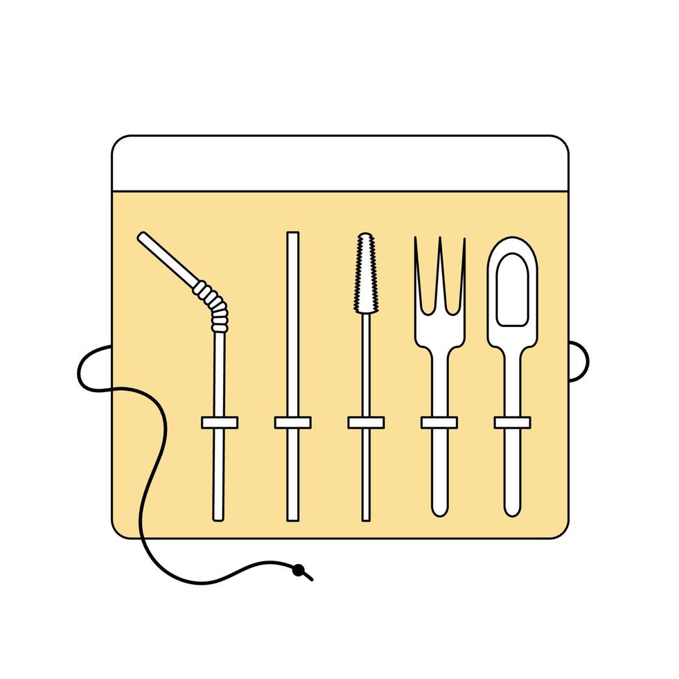 Set vector icons zero waste reusable things for kitchen, Ecological lifestyle. Save our planet. Five r concept