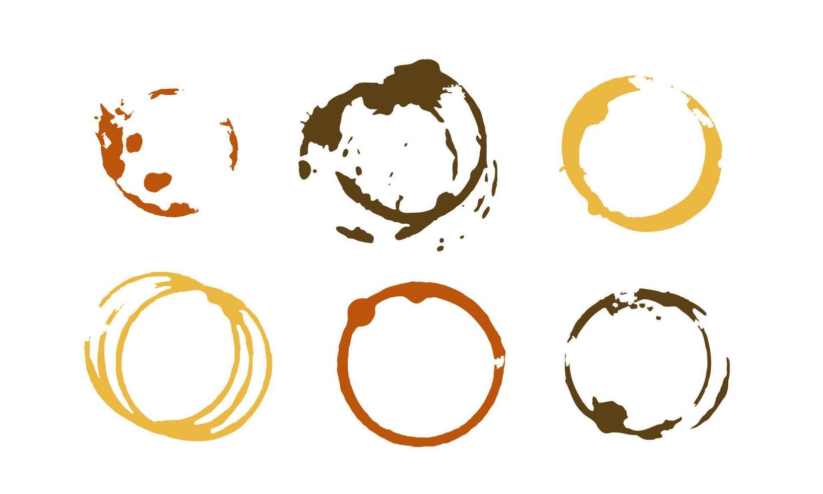 puntos negros del círculo vectorial. mancha de anillos de taza sucia. símbolo diferente en el sello de café vector