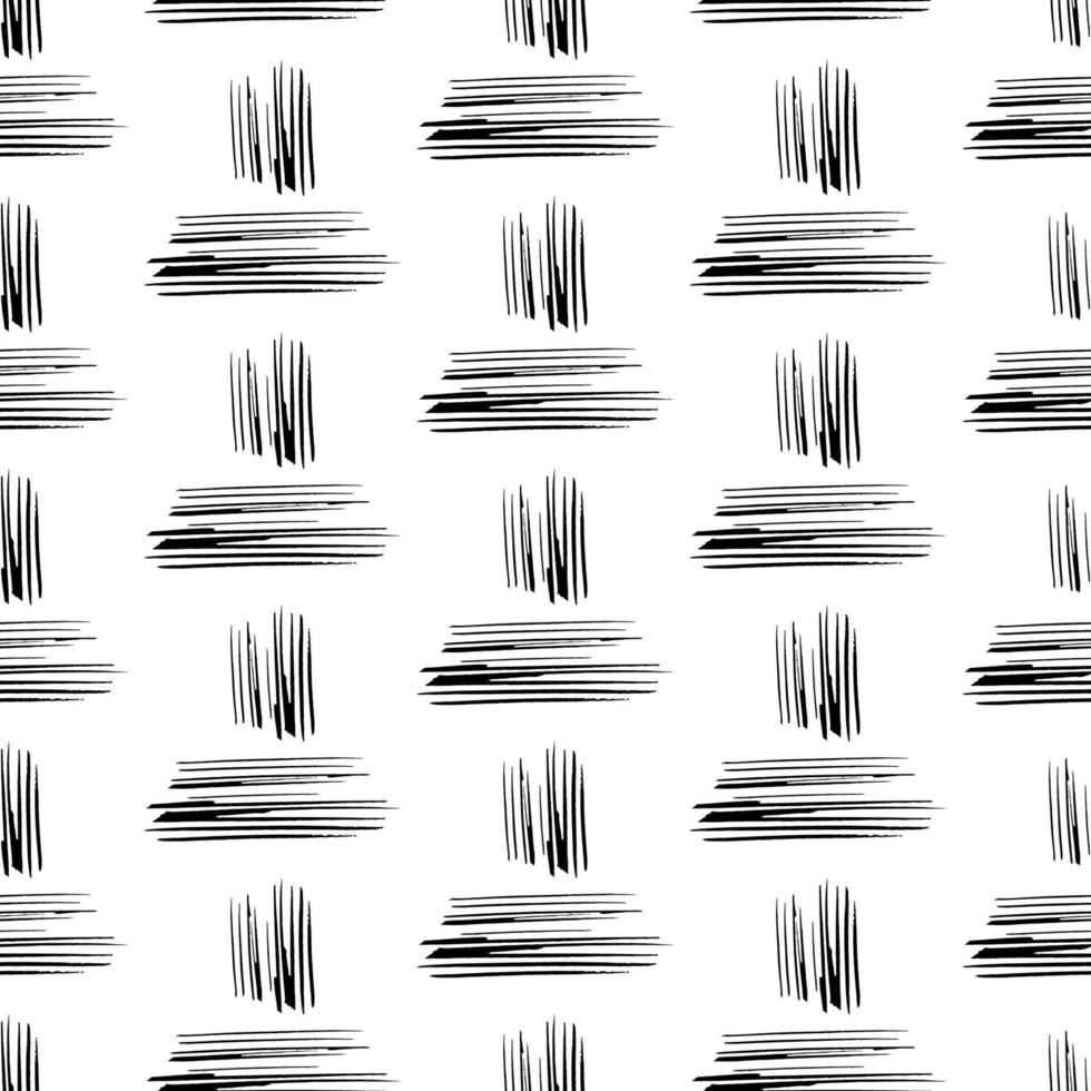 Abstract brush stroke basket weave checked motif. Vector seamless pattern.