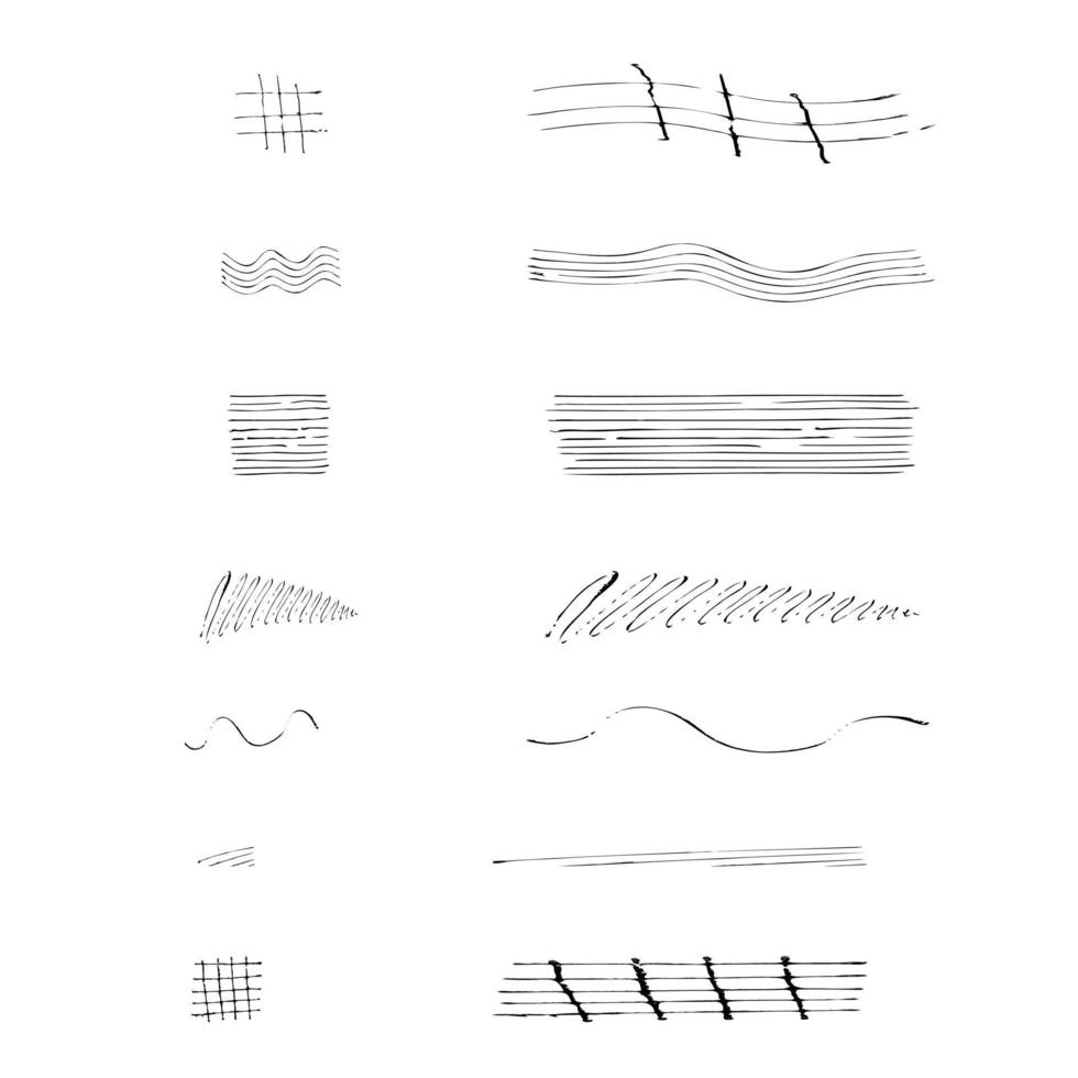 conjunto de vectores con trazos de pincel, ilustración dibujada a mano de textura. punto negro sobre el fondo blanco.