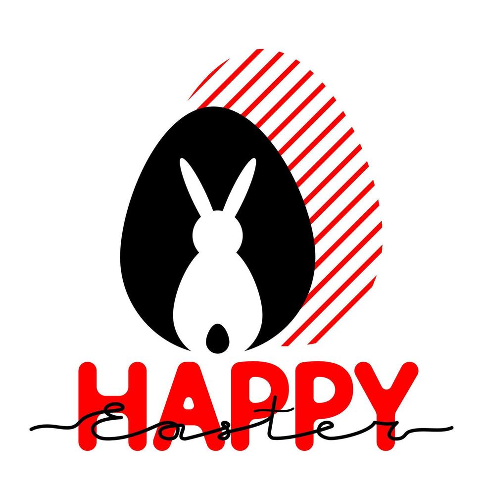 Happy Easter. Postcard with picture of bunny and eggs silhouette vector