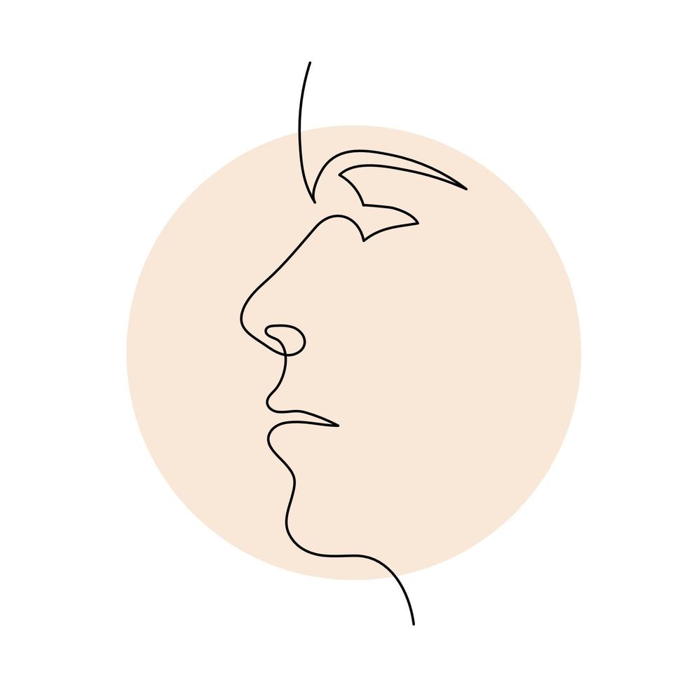 Simple line art woman face. Outline Person illustration on modern style. Abstract girl portrait vector