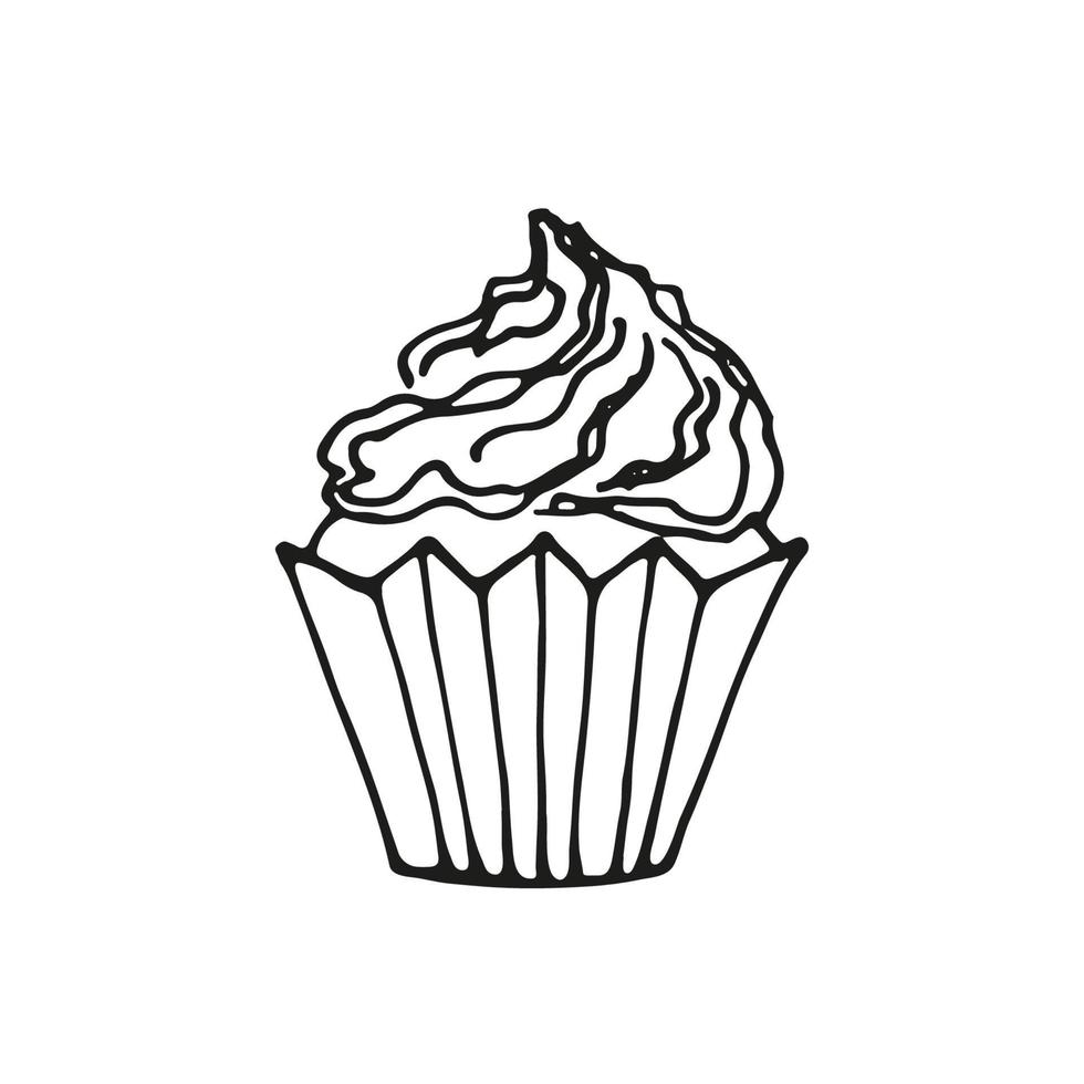 hand drawn doodle cake desserts. Vector sketch illustration.