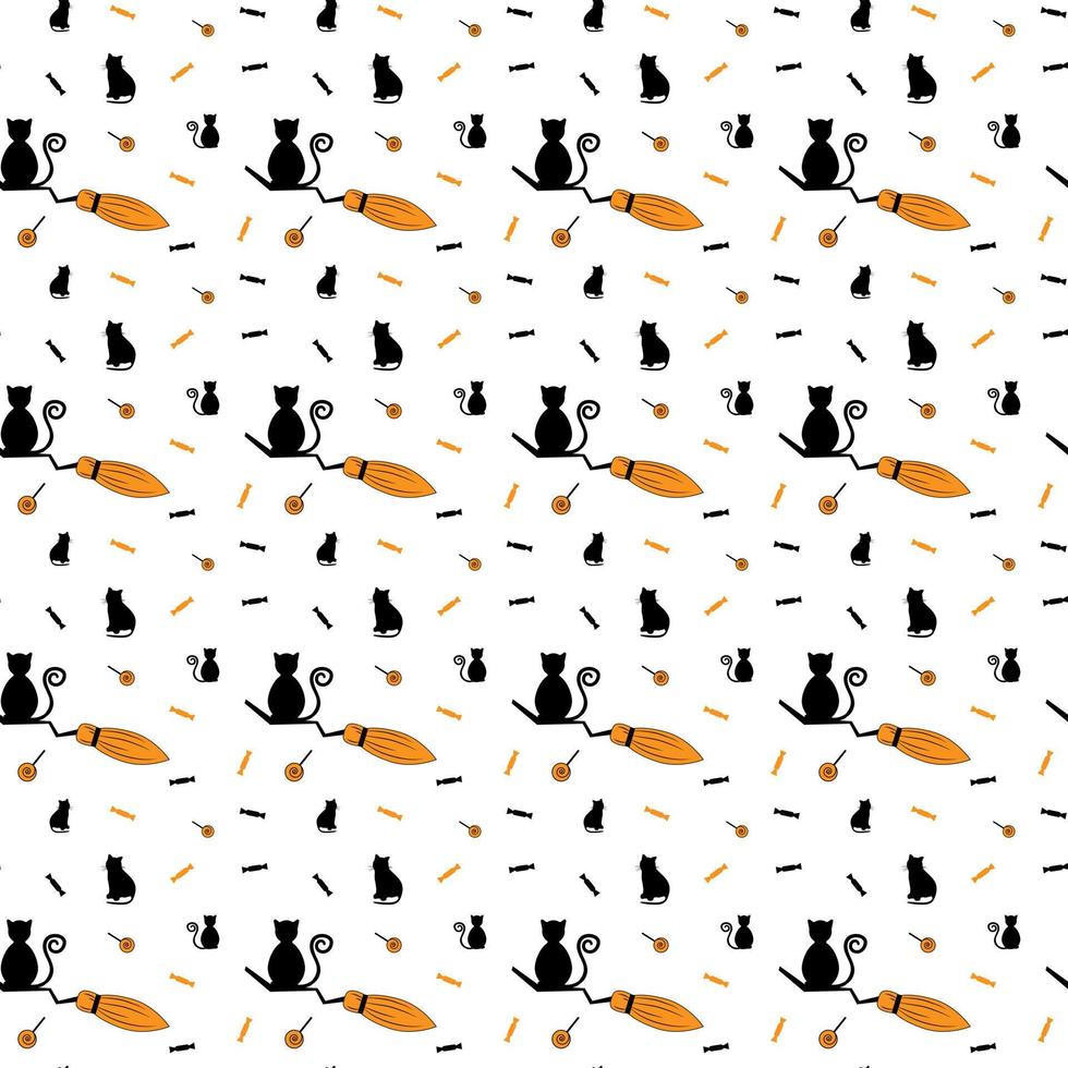 Halloween vector pattern. Collection seamless october holiday decoration texture