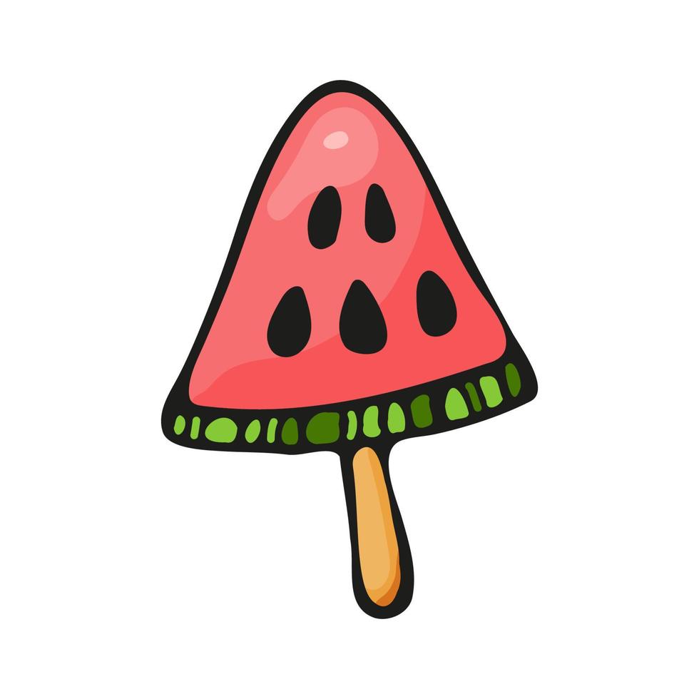 Watermelon juicy ice cream, bright homemade frozen popsicle vector realistic graphic  icon