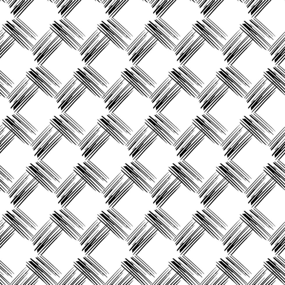 Abstract brush stroke basket weave checked motif. Vector seamless pattern.