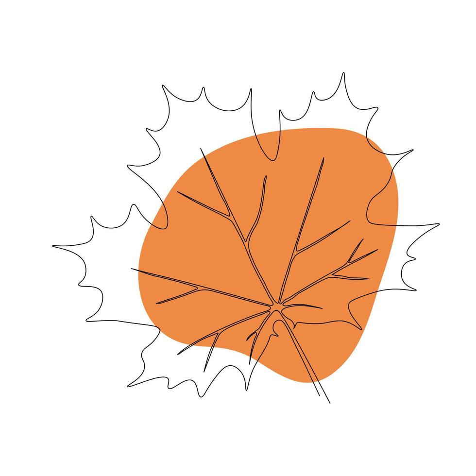 hoja de arce vectorial de dibujo de una línea. hojas de arte mínimas aisladas en puntos. vector