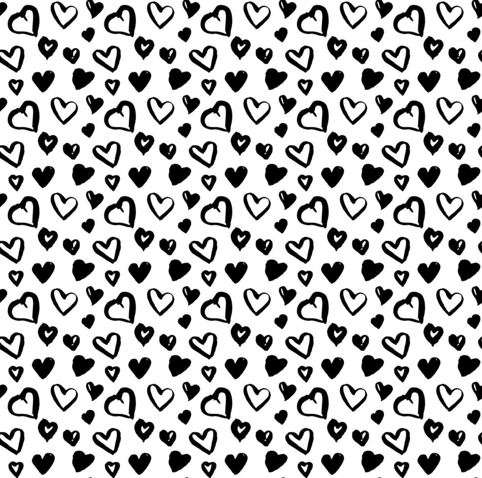 Semless hand drawn pattern with different hearts. Abstract childish texture for fabric, textile, apparel. Vector illustration