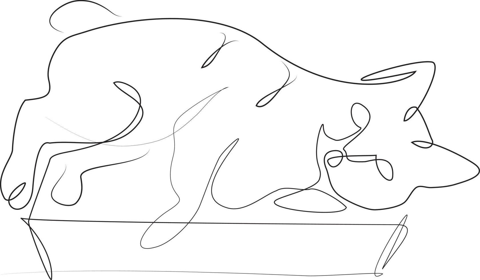 cute one line cat playing. Singleline art. Pet Outline illustration vector