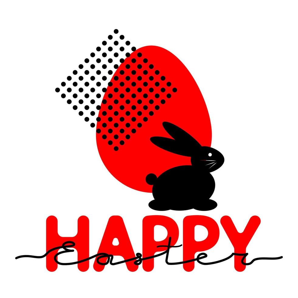 Happy Easter. Postcard with picture of bunny and eggs silhouette vector
