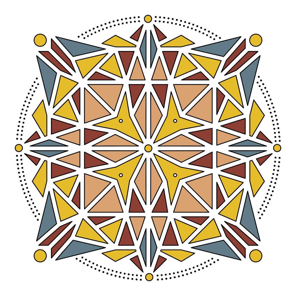 outline color geometric mandala element vector
