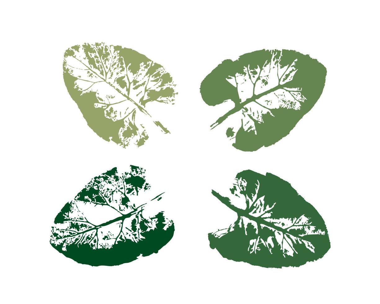 Vector Leaf print. Different black leaves stamp. Hand drawn floral elements.