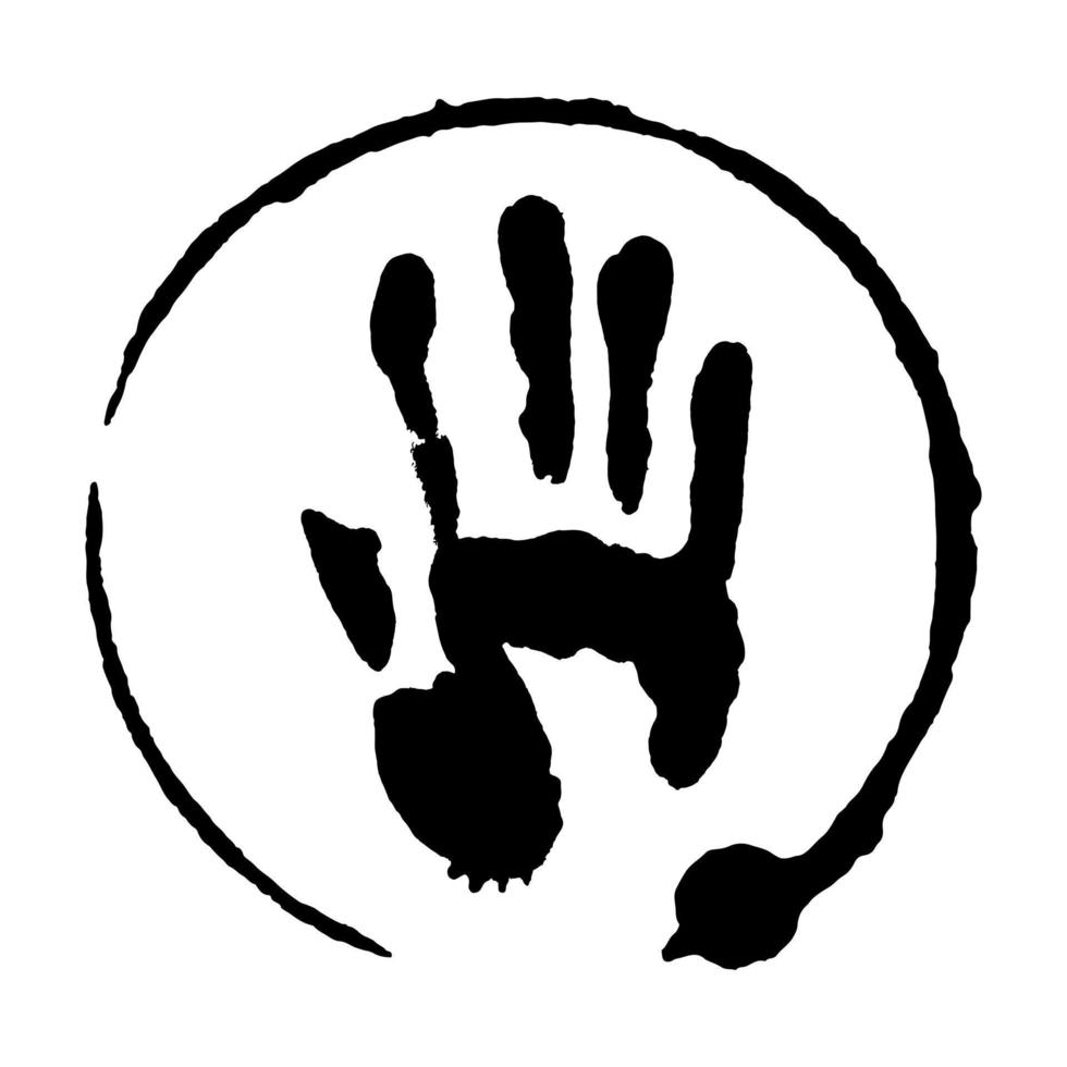 símbolo de sello de armas familiares vectoriales. silueta de huella de mano de palma. vector