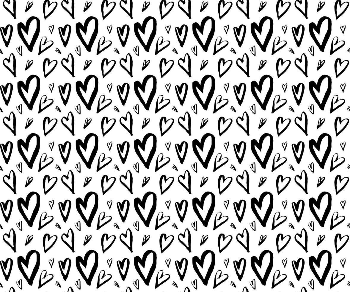 Semless hand drawn pattern with different hearts. Abstract childish texture for fabric, textile, apparel. Vector illustration