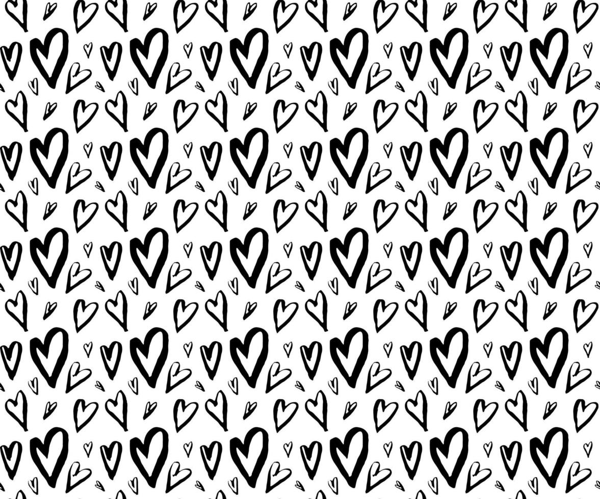 Semless hand drawn pattern with different hearts. Abstract childish texture for fabric, textile, apparel. Vector illustration