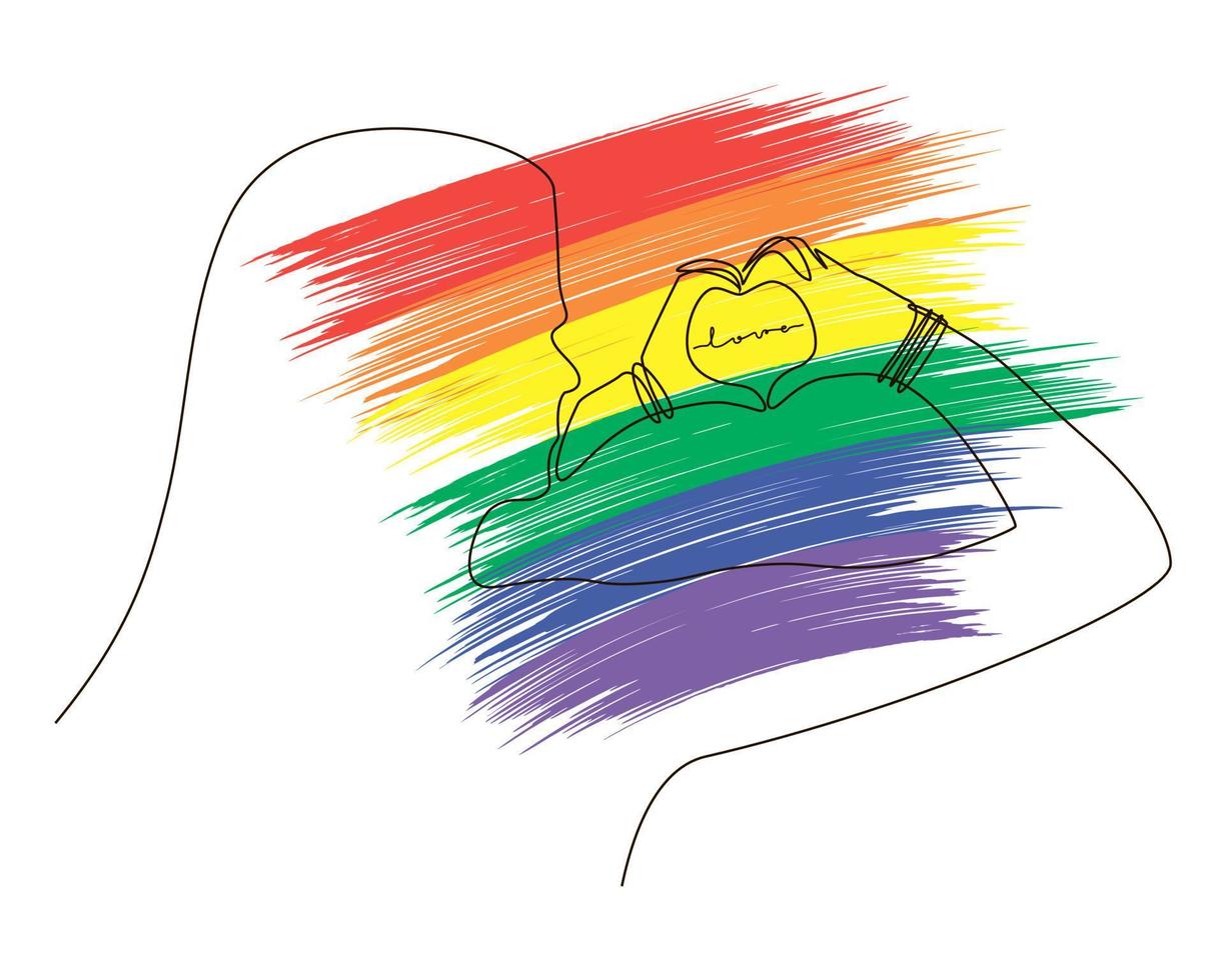 dibujar a mano la bandera del orgullo lgbt en formato vectorial. bandera del arco iris con la palabra orgullo para el afiche. fondo de símbolo de amor lgbtq. diseño conceptual. vector