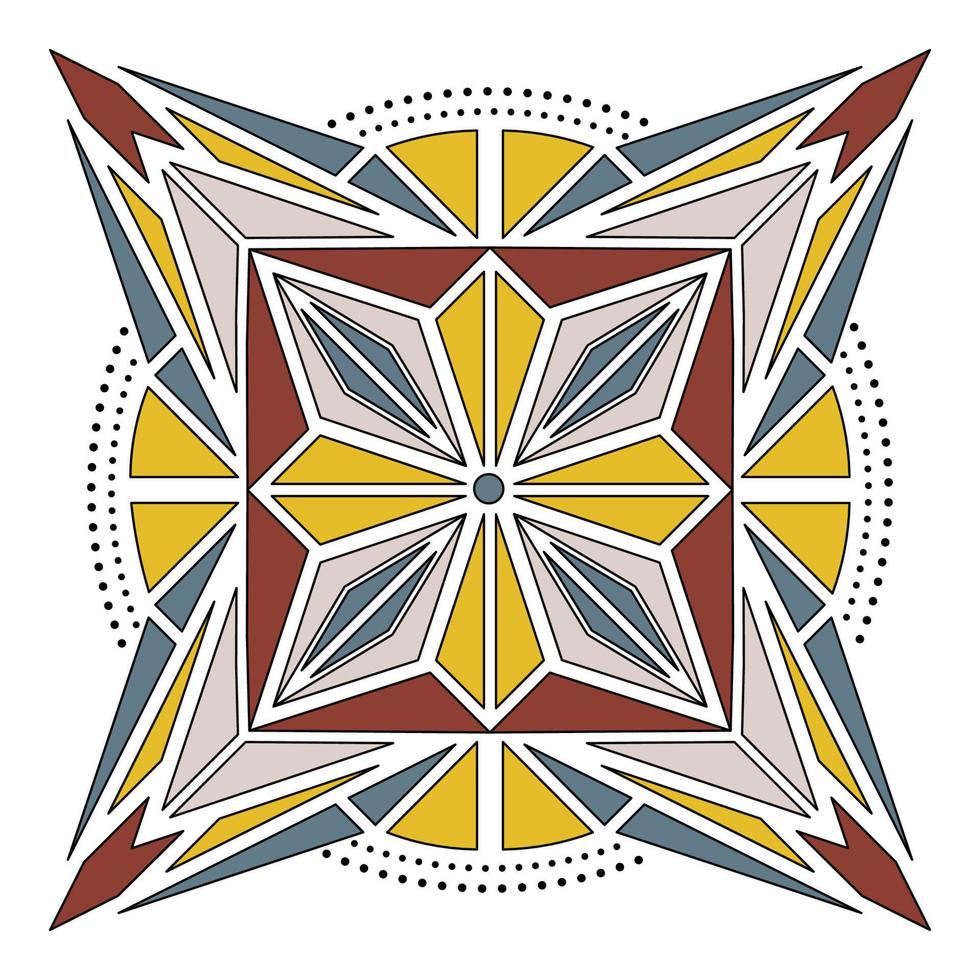 outline color geometric mandala element vector