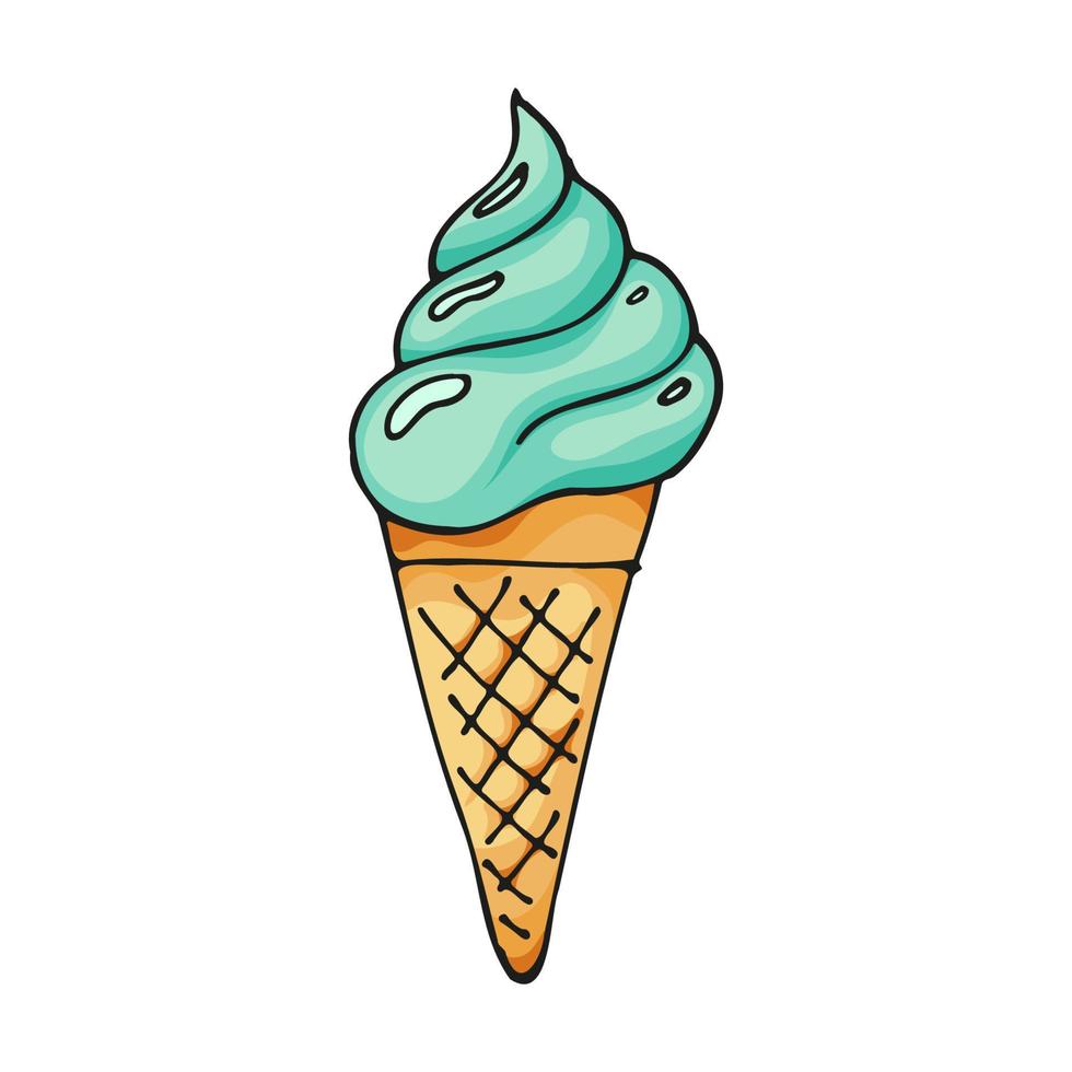 Vector ice cream color doodle illustrations