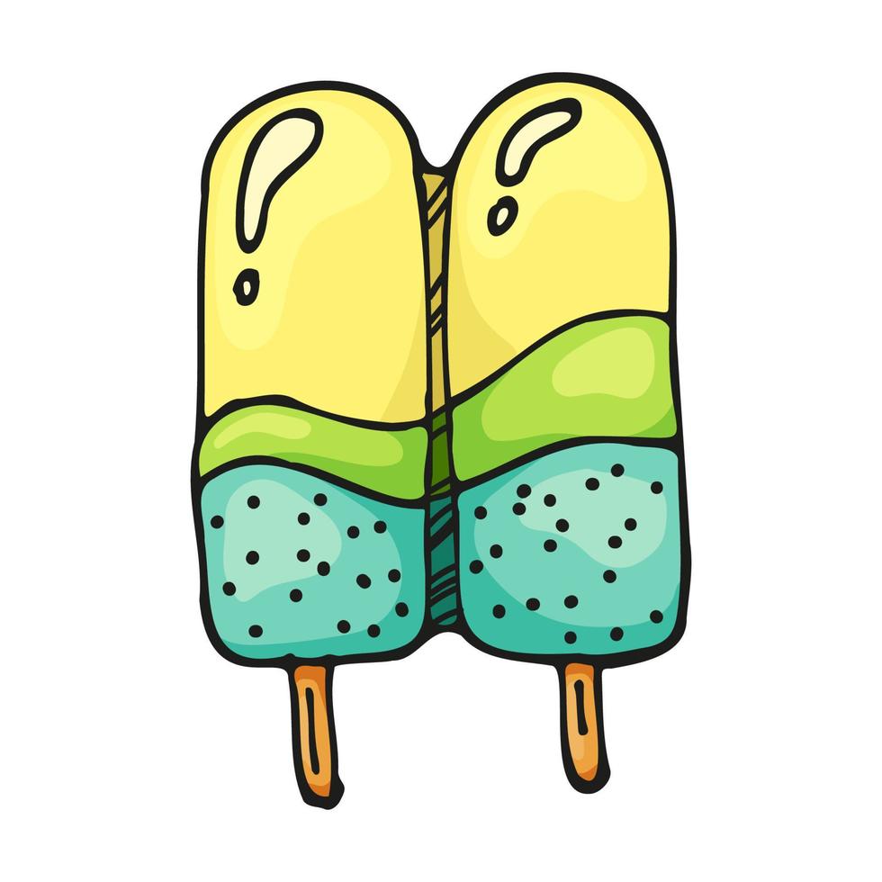 Vector ice cream color doodle illustrations