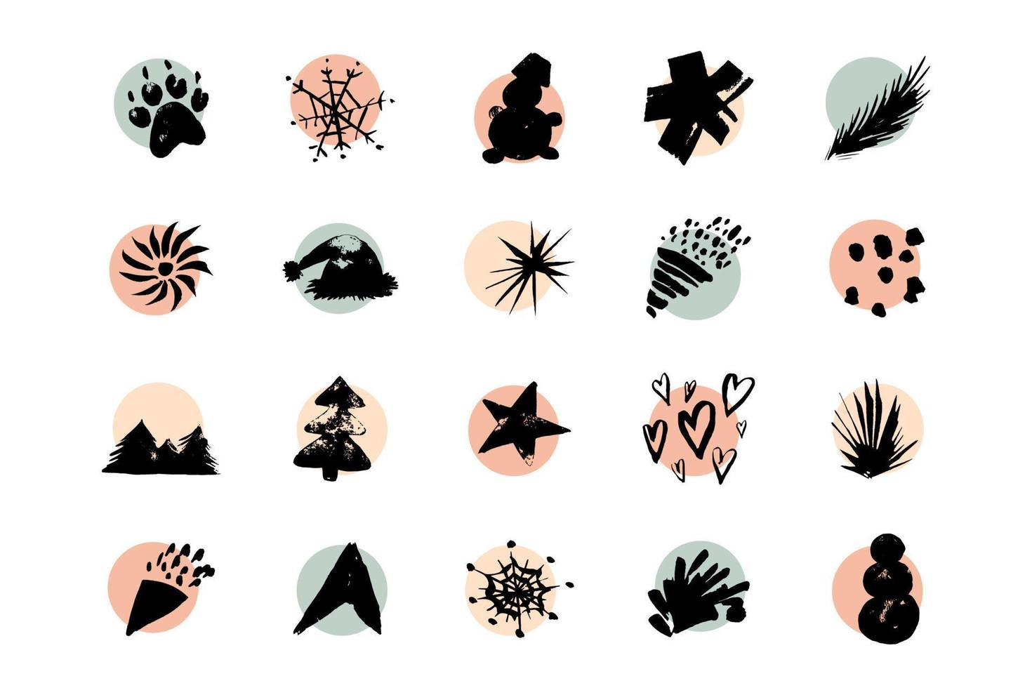 Set Christmas doodle design vector illustration. Concept winter silhouette  icon collection.