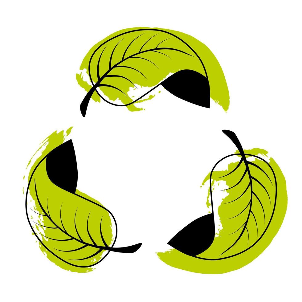 Ecological recycling symbols. environmental triangle symbol on three strokes background vector