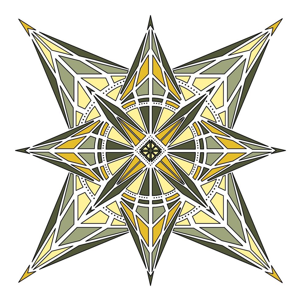 elemento de mandala geométrico de color de contorno vector