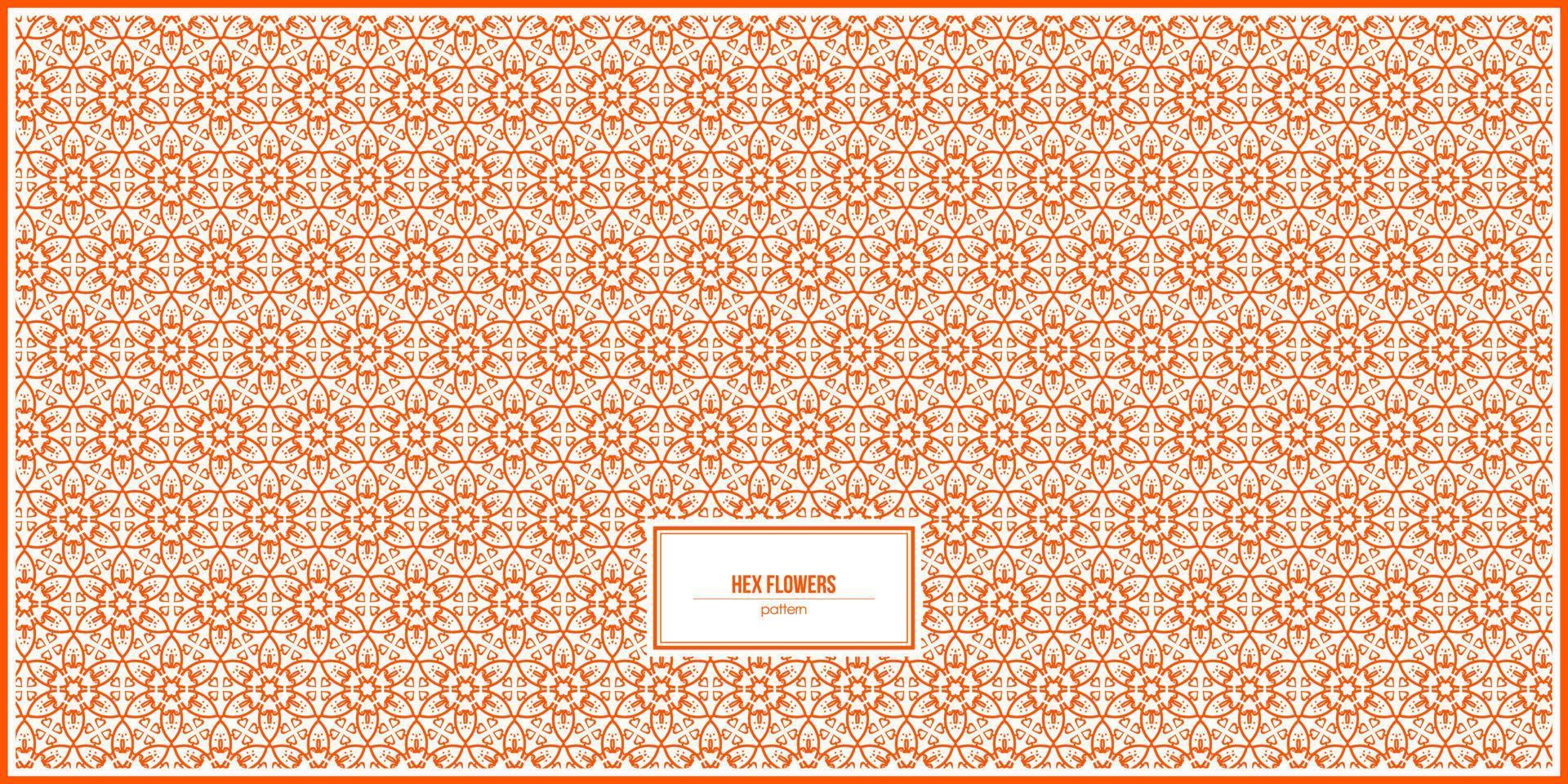beautiful pattern of orange hex flowers vector