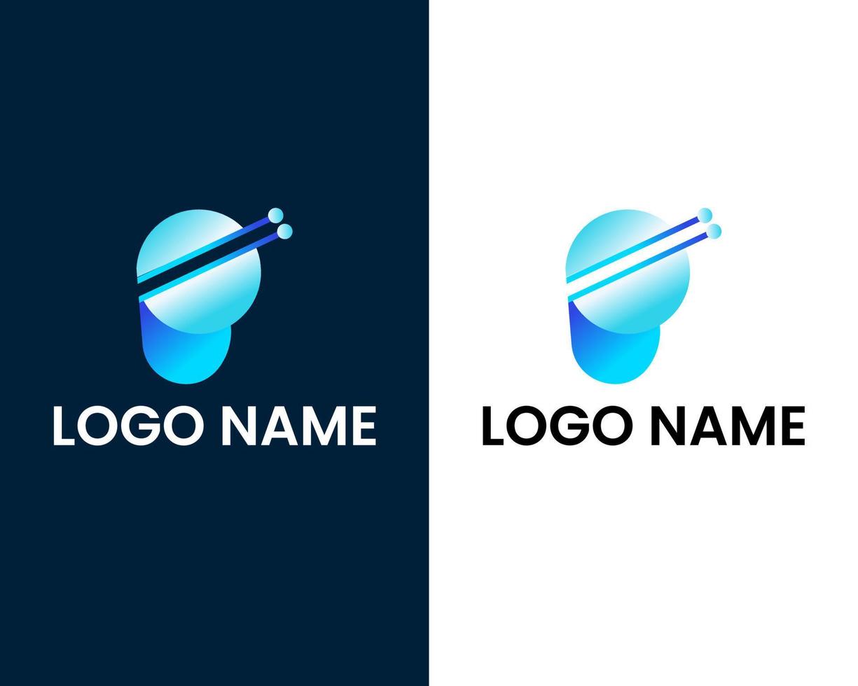 letter p with tech modern logo design template vector