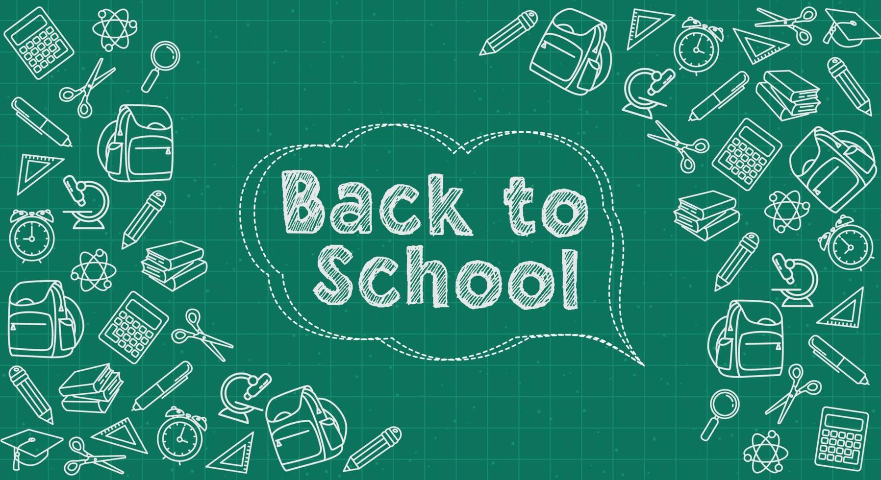 Back to school. Abstract chalkboard. Sketchy background with hand drawn school supplies vector