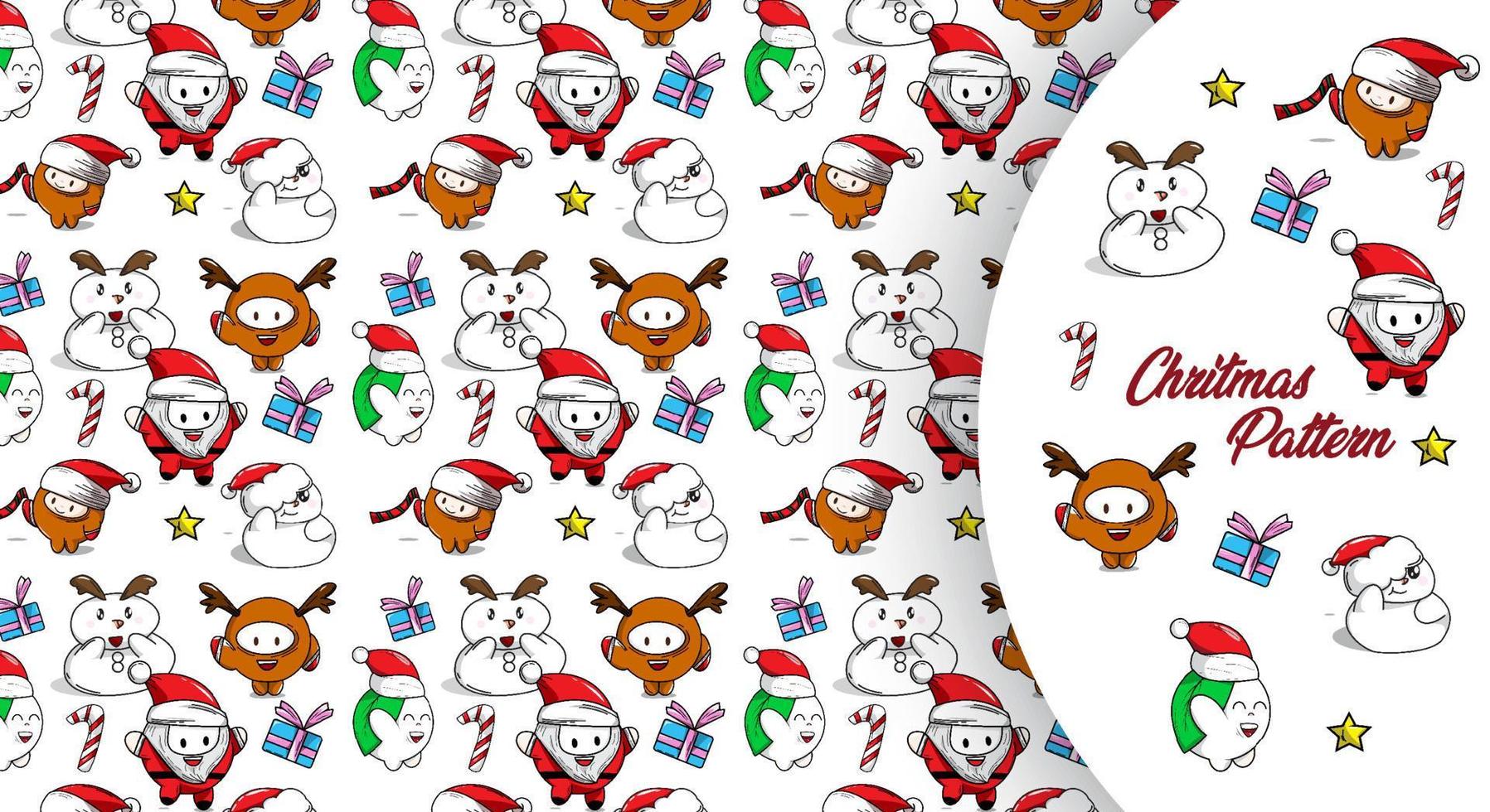 Seamless pattern with cute Christmas character. vector