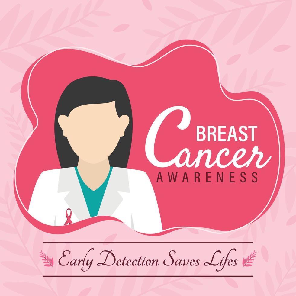 Square breast cancer awareness social media post with doctor icon vector