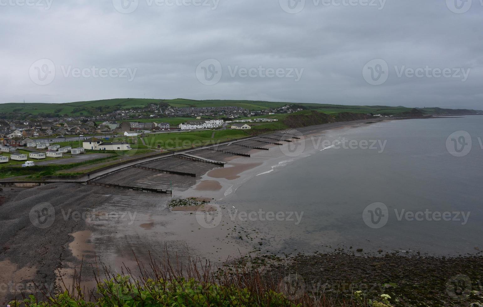 A Look From The Sea Cliffs Down at St Bees Beach and Town photo