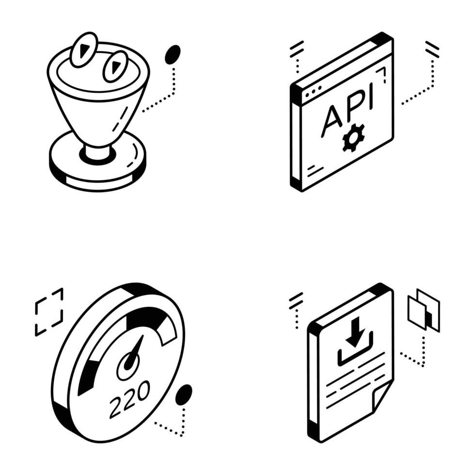 Web Interface Isometric Icons vector