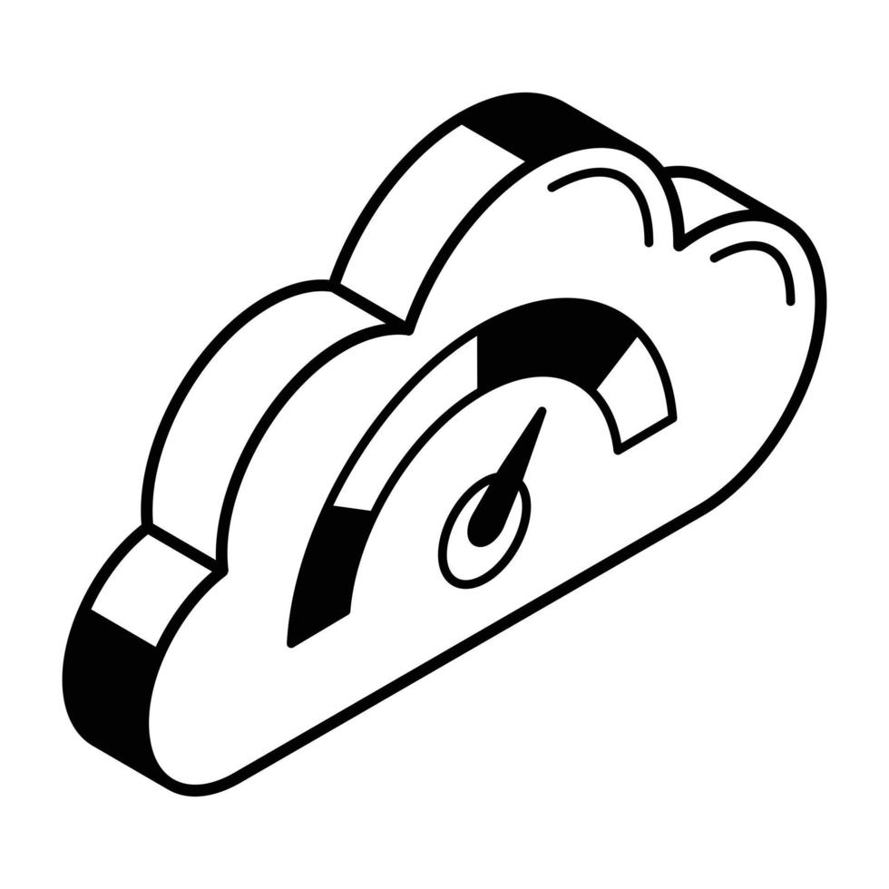 Download this perfect isometric icon of a cloud speed vector