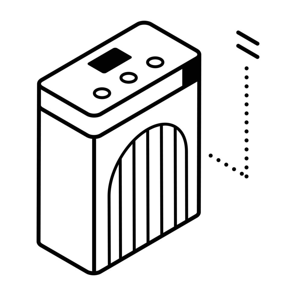 un icono isométrico de la línea de calefacción central vector