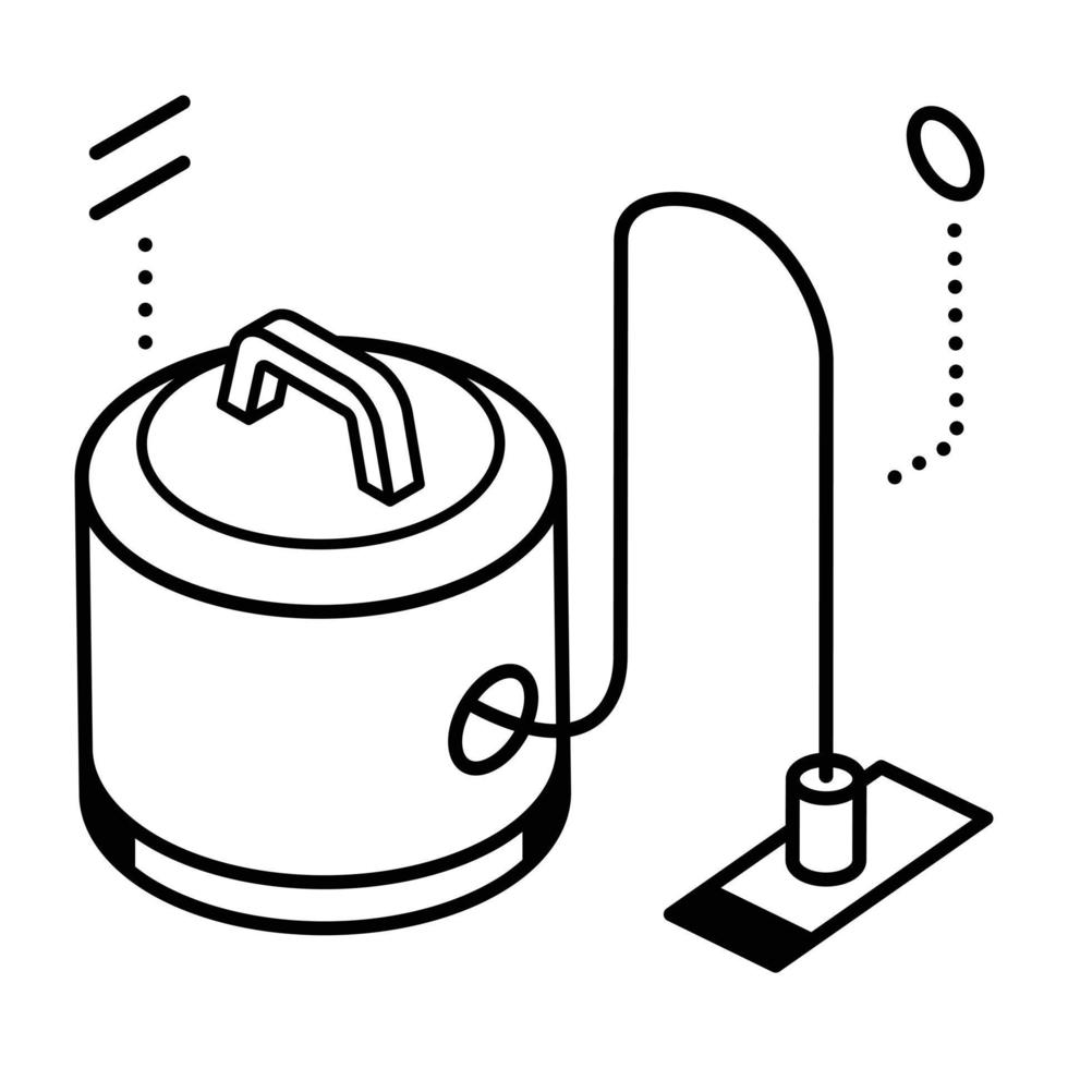 An electric cleaner with pipe to suck dust, vacuum cleaner icon vector